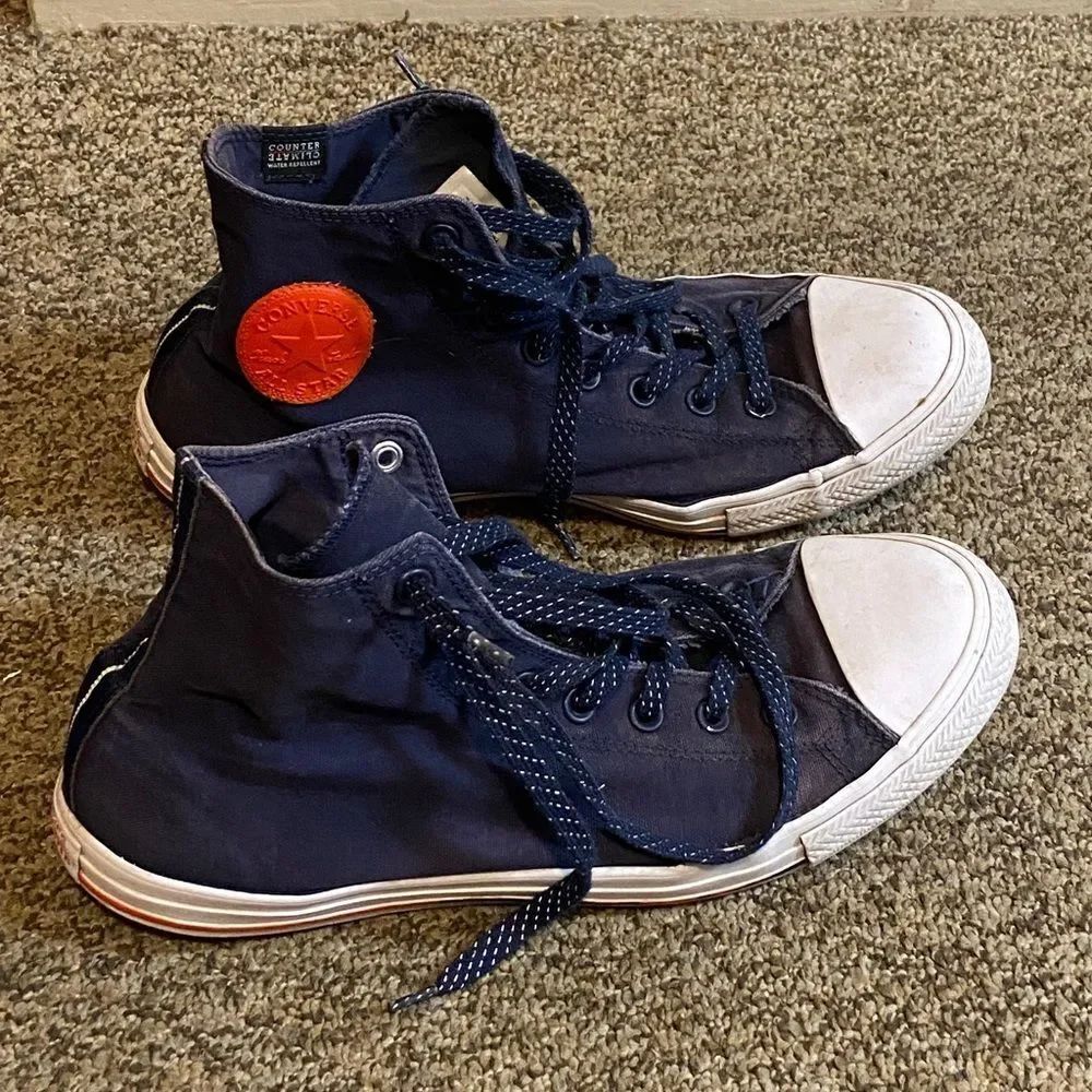 Converse 153793F Ws13 Ms 11Size Navy High-Top Sneakers with Bright Orange Patch - Picture 15 of 15
